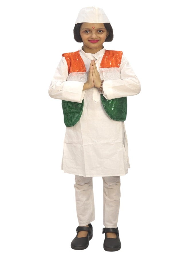 TWINKLE TOTS - Independence Day Republic Day Kurta Pajama Set For Schools & Competition/Tricolor jacket with kurta pajama - Image 3