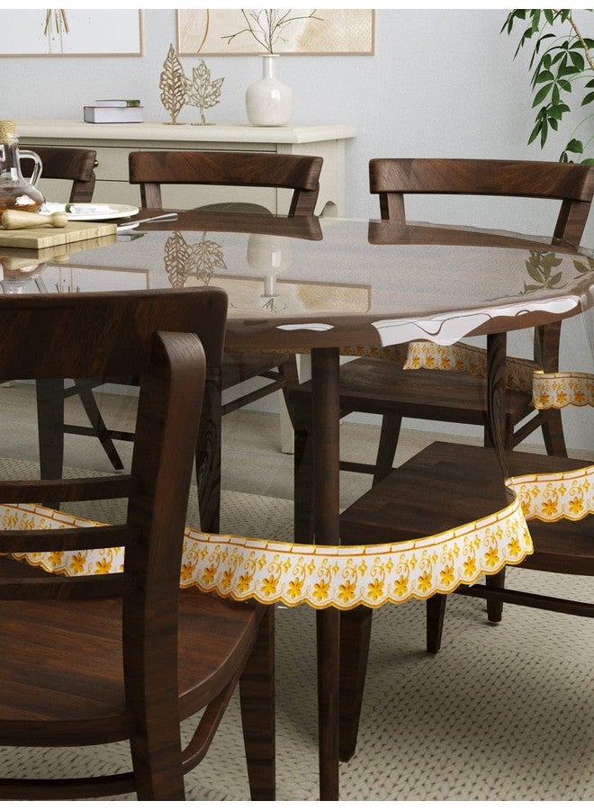 Clasiko غطاء طاولة طعام بيضاوي 8 مقاعد من كلاسيكو؛ 60x108 بوصة؛ مادة - PVC؛ مضاد للانزلاق؛ دانتيل ذهبي حلو - Image 3