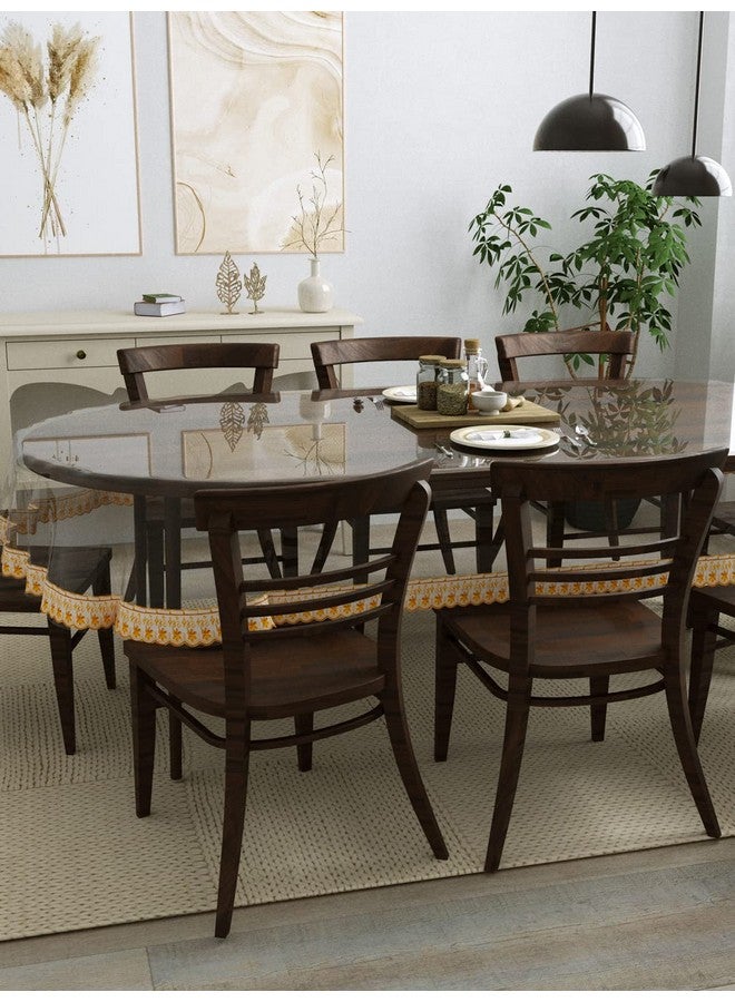 Clasiko غطاء طاولة طعام بيضاوي 8 مقاعد من كلاسيكو؛ 60x108 بوصة؛ مادة - PVC؛ مضاد للانزلاق؛ دانتيل ذهبي حلو - Image 2