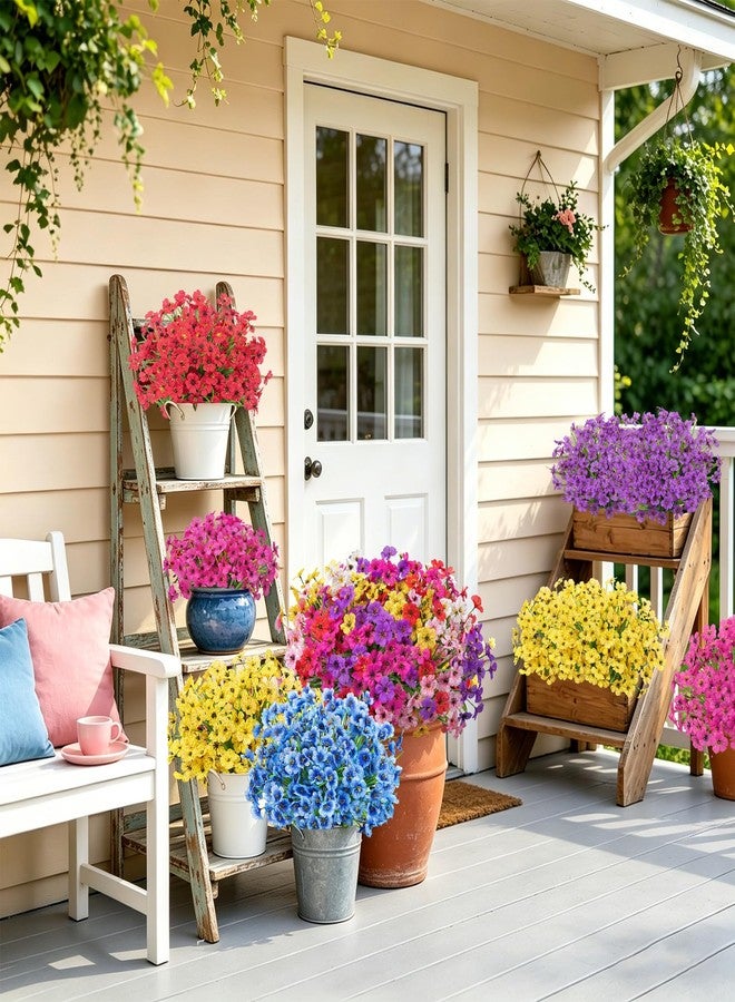 Roberly 24 Bundles Artificial Flowers for Outdoors UV Resistant Silk Fake Flowers Faux Plastic Plants for Porch Garden Window Box Indoor Outdoor Spring Summer Home Farmhouse Decor, Multicolor - Image 3