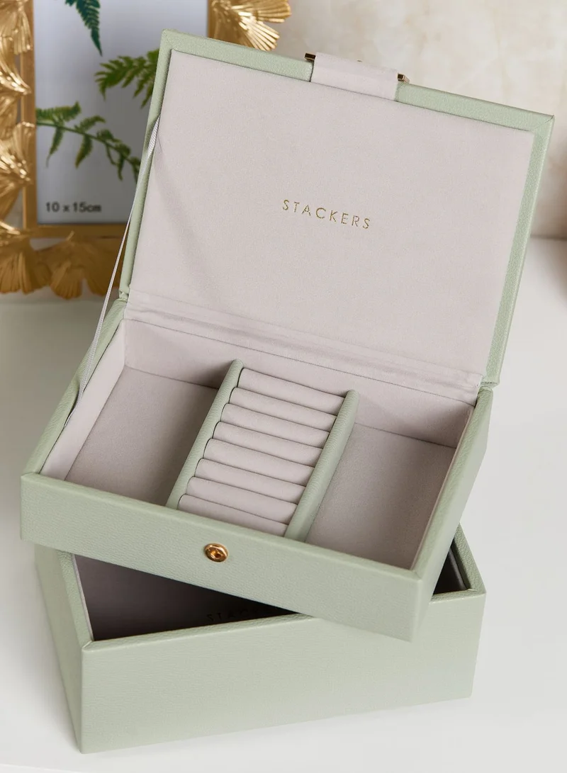 Stackers Sage Green Mini 2 Layer Jewellery Box