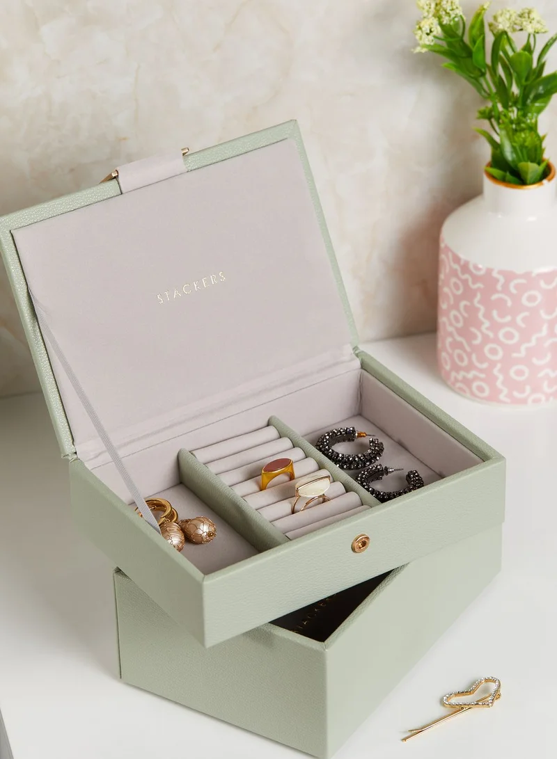 Stackers Sage Green Mini 2 Layer Jewellery Box