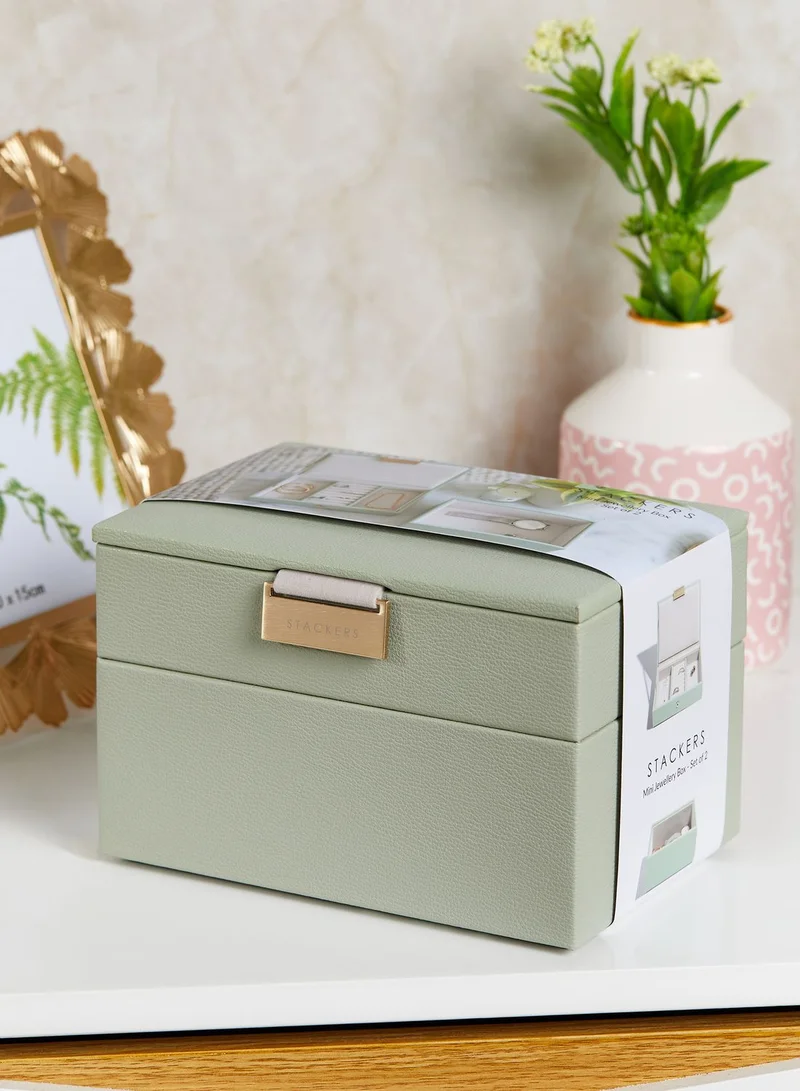 Stackers Sage Green Mini 2 Layer Jewellery Box