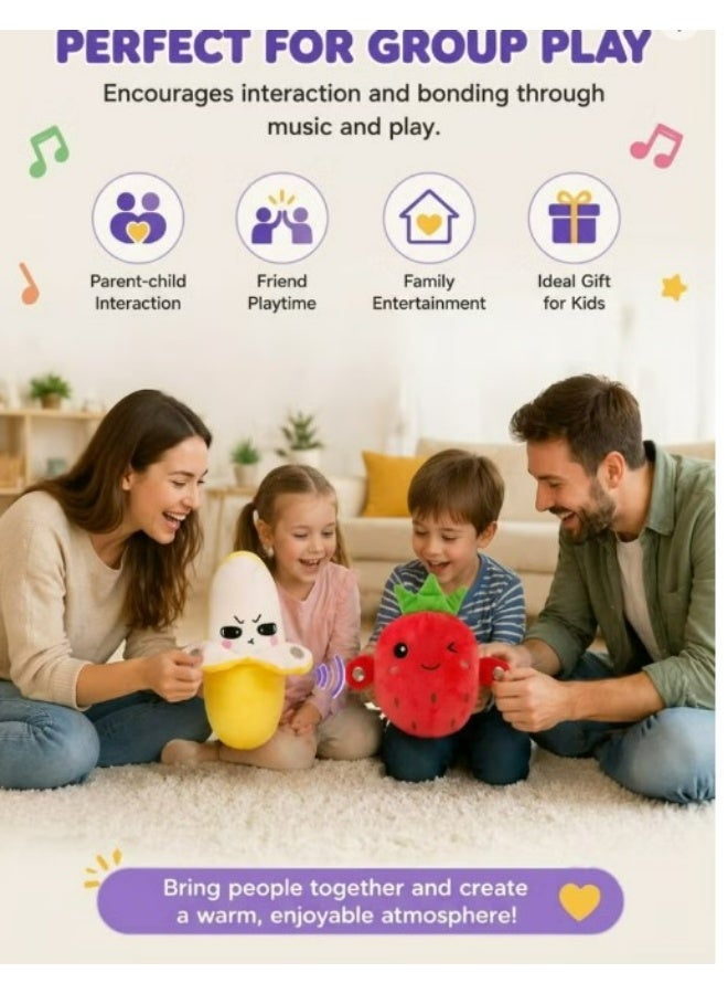 طقم ألعاب محشوة موسيقية بتصميم الفراولة والموز مع أزرار ضغط – ألعاب حسية تفاعلية ناعمة للأطفال - Image 3