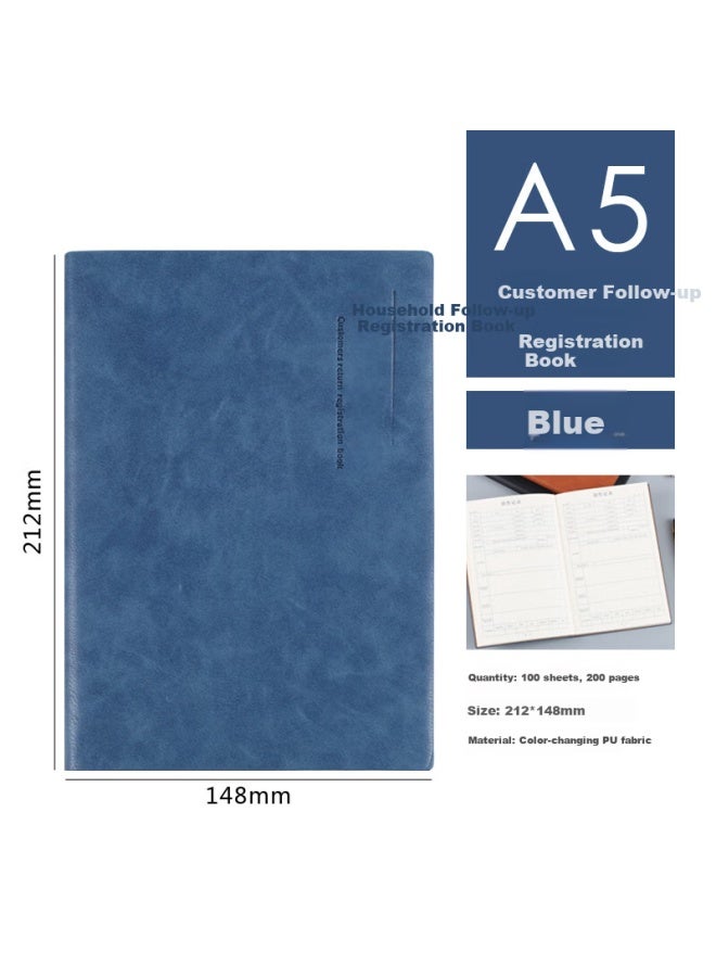 Xybp Customer Follow-Up Tracking Notebook A5 Real Estate Insurance Car Sales Follow-Up Customer Intention Form Record Book (A5 Blue) - Image 1