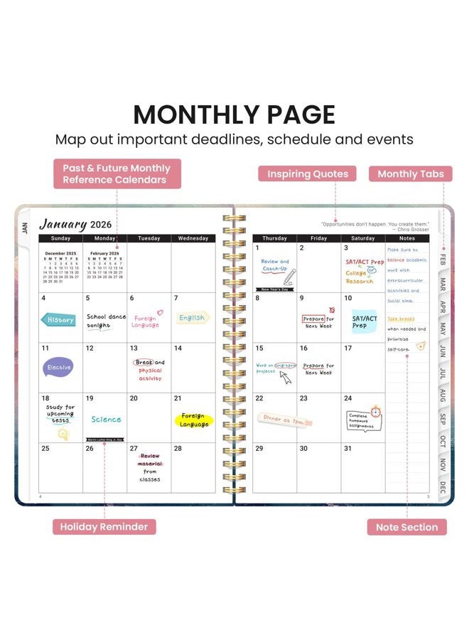Taja 2026 Planner, Aesthetic Weekly and Monthly Planner for Women, Jan 2026 to Dec 2026, Hardcover 2026 Calendar Book with Monthly Tabs, Inner Pocket, Perfect for Office Home School - A4 (8.5" x 11 - Image 2