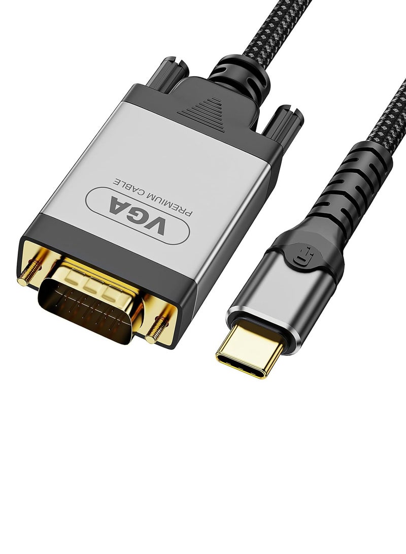igeekwell USB C to VGA Cable 6.6FT, USB Type C to VGA Conversion 1080P@60Hz for Laptops, Mobile Phones, Tablets HDTV、Displays and Projectors，（2M,1PACK） - Image 1