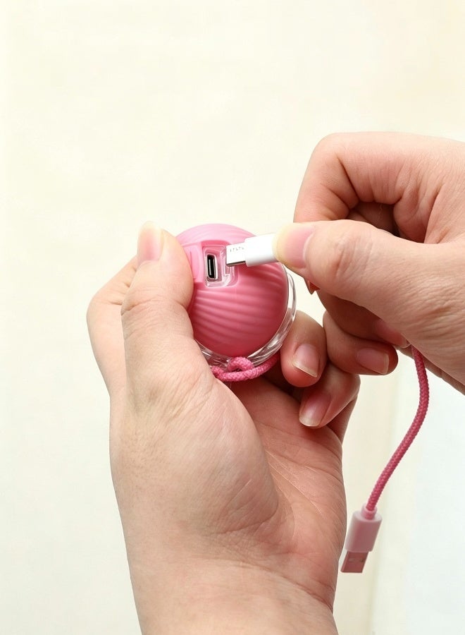 USB Rechargeable Interactive Cat Ball Toy Automatic Moving Ball with Light Obstacle Avoidance Silent Pet Play Toy for Indoor Cats (Pink) - Image 2