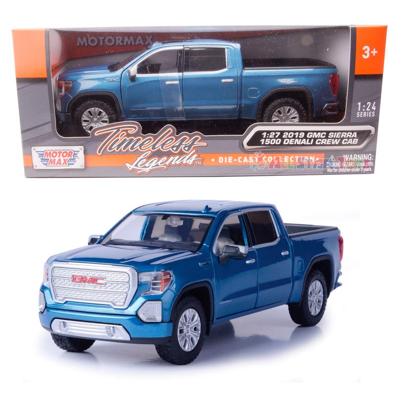 MOTORMAX 2019 GMC Sierra 1500 Denali Crew Cab Blue 124127 Scale Diecast Model by Motormax 79362 - Image 2