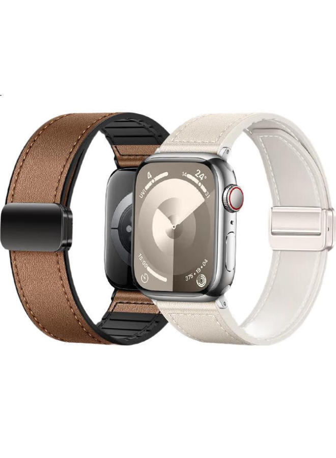 Bing Hong Binghong Apple Watch Band, Apple Watch S10 Band, Iwatch Ultra2/S9 Genuine Leather Silicone Band [Classic Style - Starlight Color] 38/40/41/42Mm - Image 1