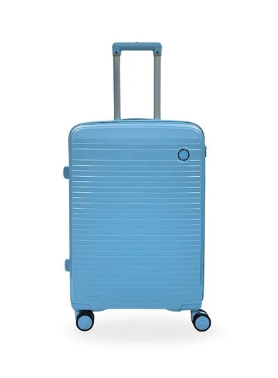 GIORDANO Giordano Pathfinder PP Hardcase Unbreakable Check-In Medium Travel Luggage, Durable Lightweight 4 Double Wheels Smooth Rolling 24" Suitcase, Secure Lock Travel Sky Blue.