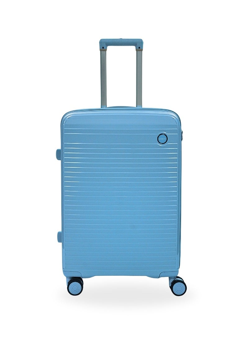 GIORDANO Giordano Pathfinder PP Hardcase Unbreakable Check-In Medium Travel Luggage, Durable Lightweight 4 Double Wheels Smooth Rolling 24" Suitcase, Secure Lock Travel Sky Blue.  - Image 1
