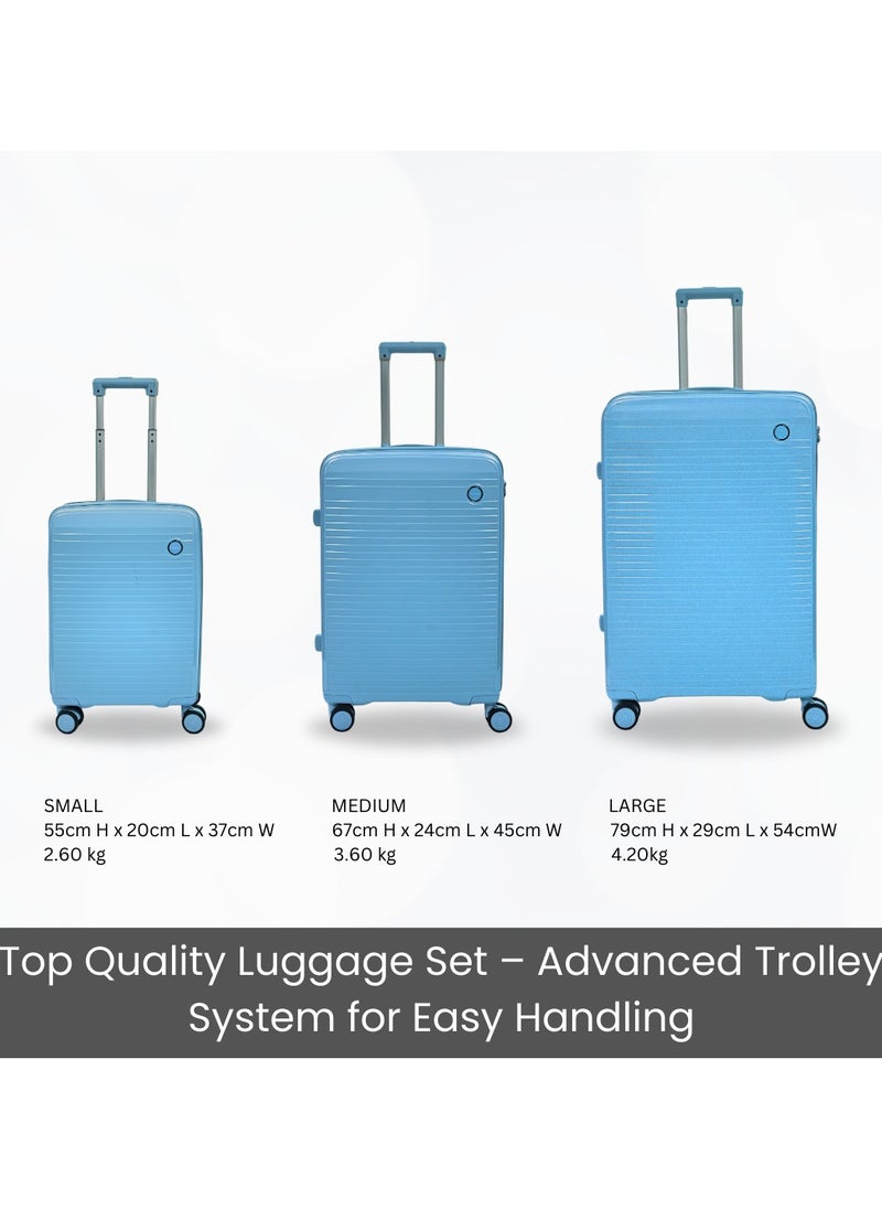 GIORDANO Giordano Pathfinder PP Hardcase Unbreakable Check-In Medium Travel Luggage, Durable Lightweight 4 Double Wheels Smooth Rolling 24" Suitcase, Secure Lock Travel Sky Blue.  - Image 4