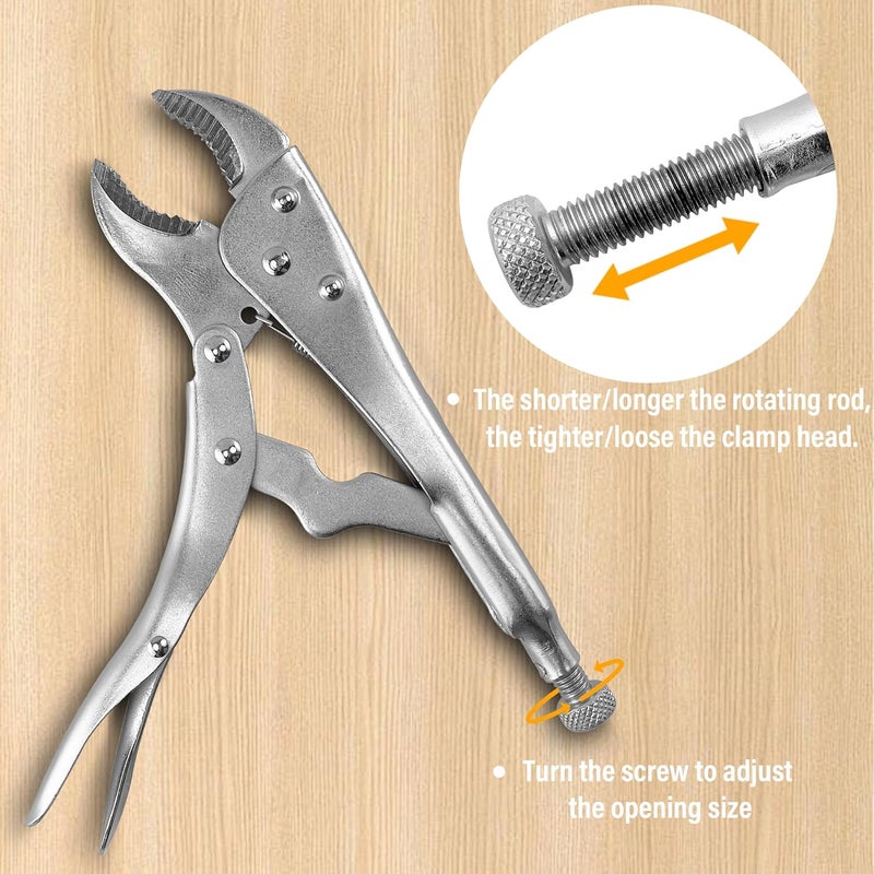 SOLUDE 5-Piece Heavy-Duty Locking Pliers Tool Set with Case, 5", 7" & 10" Curved Jaw Adjustable Vise Grip Pliers and 7" & 9" Long Nose Welding Clamps for DIY Projects,Mechanic and Woodworking - Image 5