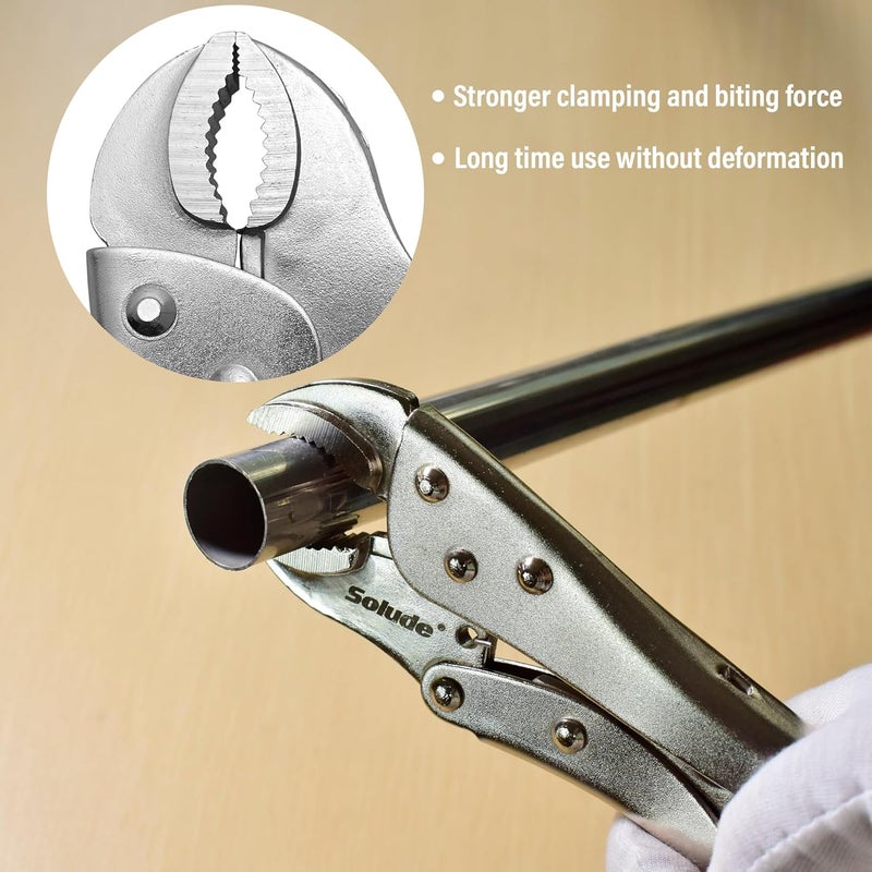 SOLUDE 5-Piece Heavy-Duty Locking Pliers Tool Set with Case, 5", 7" & 10" Curved Jaw Adjustable Vise Grip Pliers and 7" & 9" Long Nose Welding Clamps for DIY Projects,Mechanic and Woodworking - Image 4
