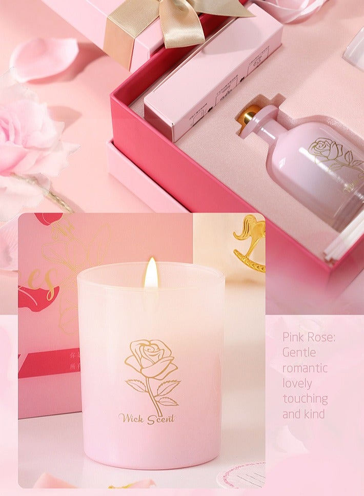 KINGMAZI Gifts For Girls, Scented Candle Gift Box, Soy Candle Scented Candle Gift Box Set, Suitable For Birthday Gifts, Weddings, Party Souvenirs, Bathrooms, Yoga (Rose) - Image 3