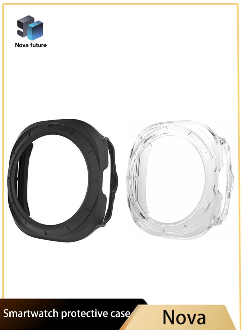 Nova future 2PCS Case for Samsung Galaxy Watch Ultra 47mm, Protective Cover Black and Clear - Image 1