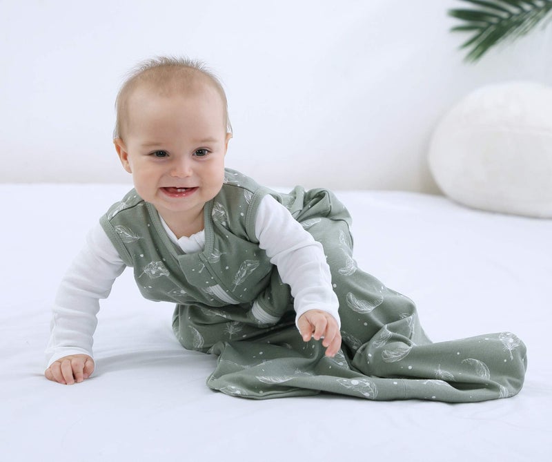 Owlivia Baby Organic Cotton 0.5 TOG Wearable Blanket-Light Sleeping Bag with 2-Way Zipper, Boys Girls Swaddle Transition Sleep Sack(0.5 TOG Feather Green, 18-24 Months) - Image 2