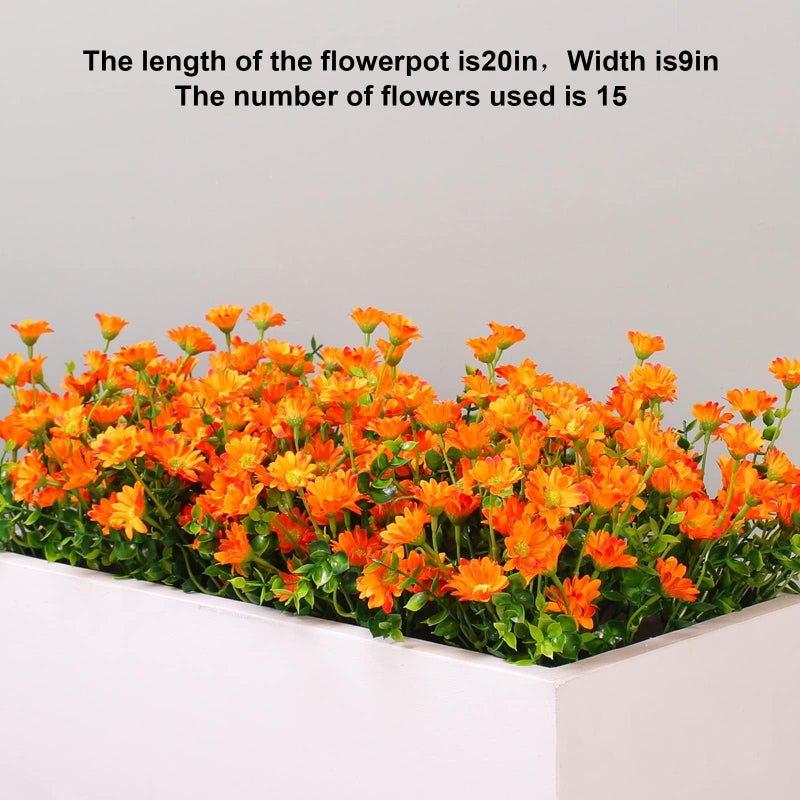 alyptus 8 Bundles Artificial Flowers for Outdoors Faux Mums UV Resistant Plastic Fall Plants Fake Greenery Orange Daisy Bulk for Home Gardenr Window Box Pathway Plante Wedding Decor (Orange) - Image 3