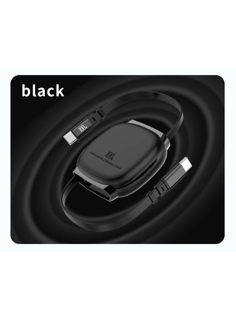 Rofee 506 C 100W 1 Meter TYPE C to TYPE C Cable,Retractable Portable Type C Fast Charging Cord Compatible with iPhone and Samsung Galaxy Series (Black) - Image 5