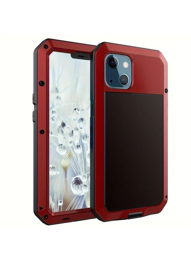 Red iPhone 13 Mini Protective Case with Built In Screen Protector Full Body Defense - Image 1