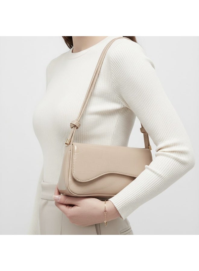 شنطة يد نسائية صغيرة جلد بلون الكافيه - Image 1