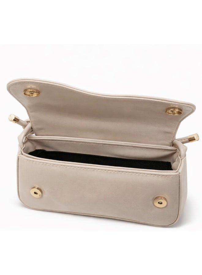 شنطة يد نسائية صغيرة جلد بلون الكافيه - Image 4