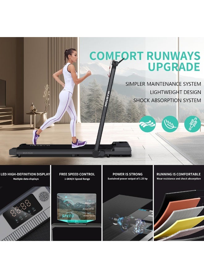 Maston Walking Pad Under Desk Treadmill With Led Display & Remote Control, Portable Treadmills Motorized Running Machine For Home Office Use, 1-12Km/H 120Kg Capacity - Image 5