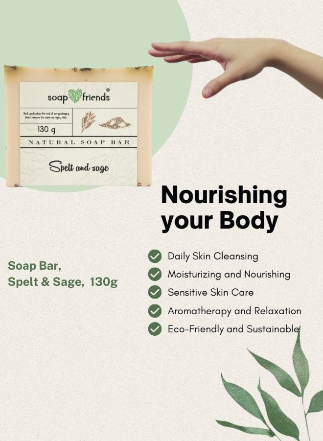Soap&Friends St Hildegarda's Sage and Spelt Soap Bar |130g Natural Cleanse for Holistic Skin Wellness | Soap&Friends - Image 4