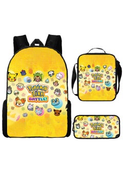 Pikachu New Cartoon Anime Student Backpack Three-Piece Set 29*42*16cm 