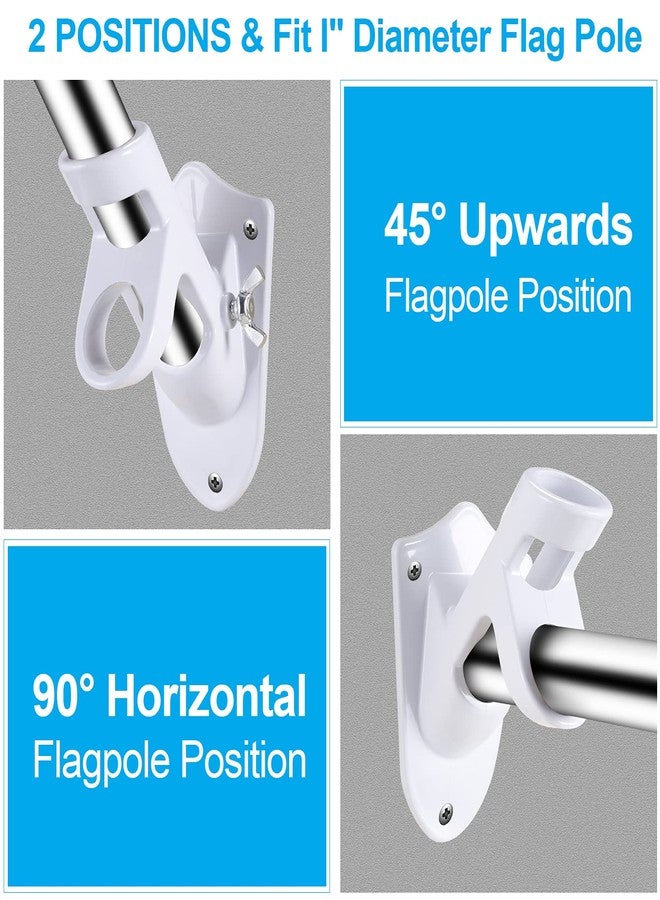 BONWIN Flag Pole Holder Brackets, 1" Flag Pole Mounting Bracket with Hardwares for House Wall Mount, 1" Inner Diameter, Two Positions & Aluminium Alloy, Rust Free Coated (White - 1 Pack) - Image 4