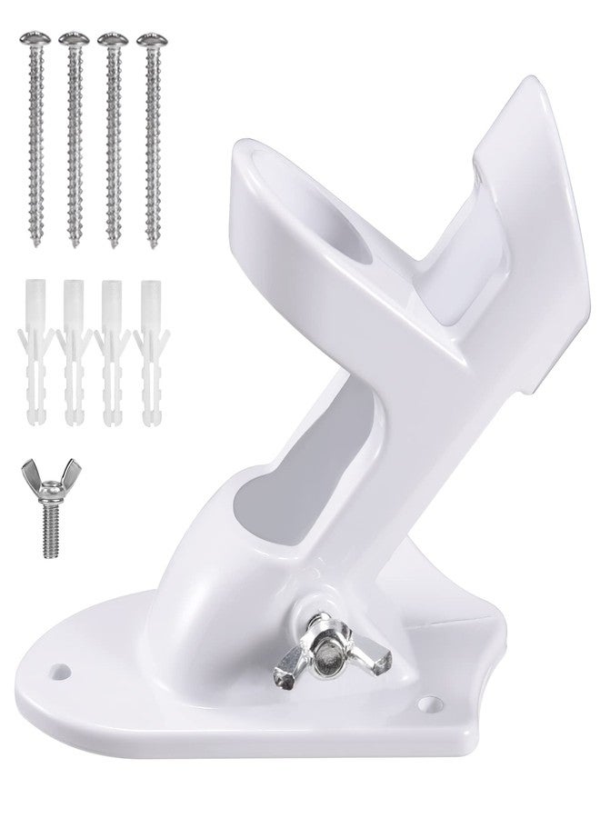 BONWIN Flag Pole Holder Brackets, 1" Flag Pole Mounting Bracket with Hardwares for House Wall Mount, 1" Inner Diameter, Two Positions & Aluminium Alloy, Rust Free Coated (White - 1 Pack) - Image 1