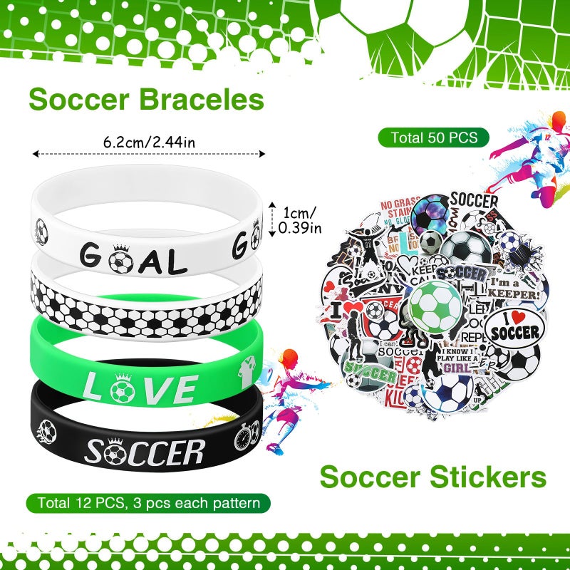 Aoriher 108 Pcs Soccer Party Favors Set Soccer Party Themed Goodie Bag Fillers Mini Soccer Balls Whistle Silicone Bracelet Tattoo Sticker Temporary Keychain for Sport Party Supplies - Image 2