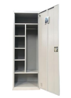 SILA One Door Lockable Steel Cabinet with Left Side Shelves Storage and Right Side Clothes Hanger  - Image 1