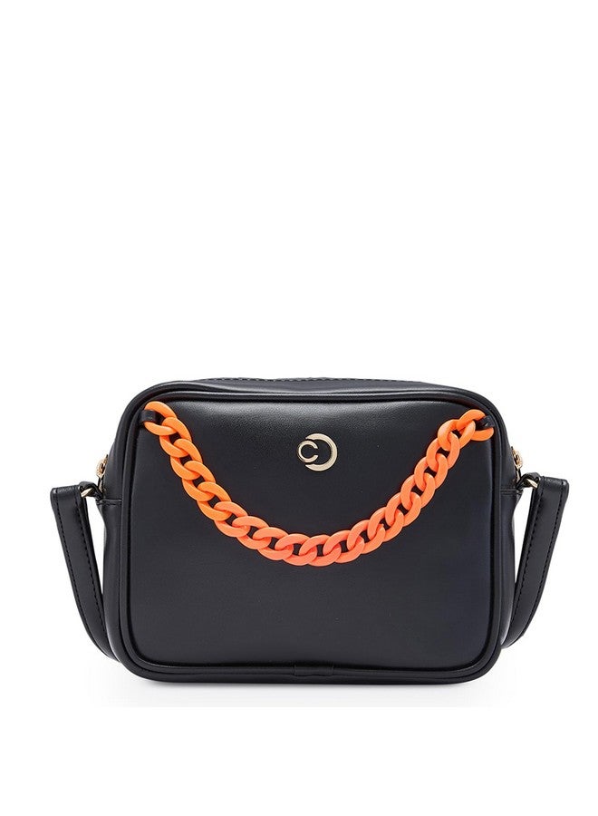 Caprese Perline Sling Bag, Black-Medium | Self Designed Handbag for Women | Adjustable Strap & Spacious Interiors | Perfect Ladies Purse for Carrying Everyday Essentials & Travel Need - Image 1