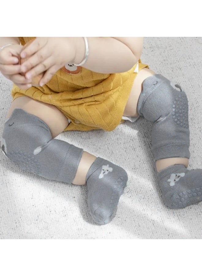 Baby Crawling Knee Pads and Anti-Slip Floor Crawl Socks Set For Toddlers,DarkGray,S - Image 3