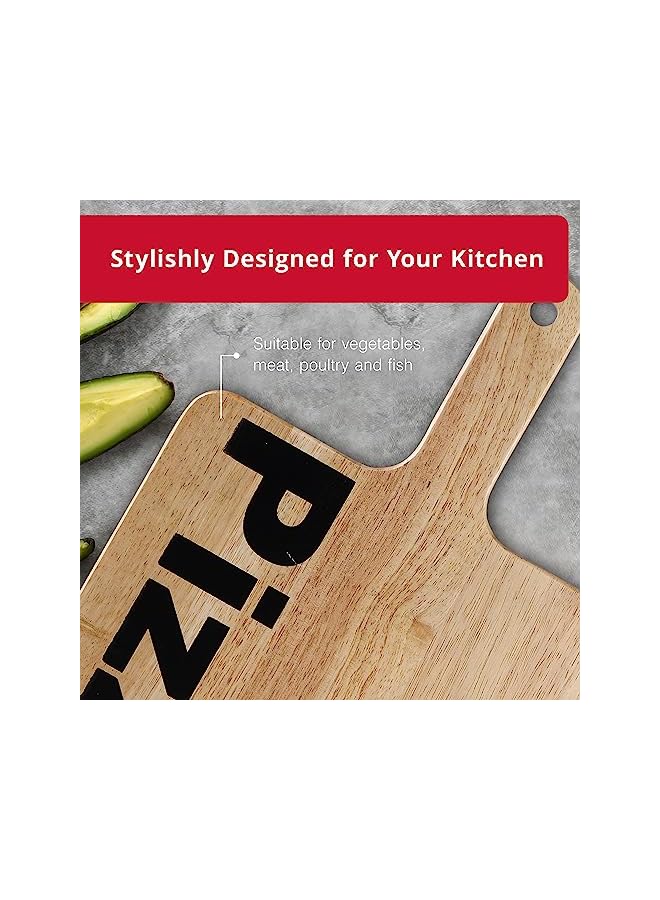 بيرجنر بيتزا جورميه خشبية مستطيلة طبيعية بمقبض 45 × 30 سم، BG4925 - Image 2