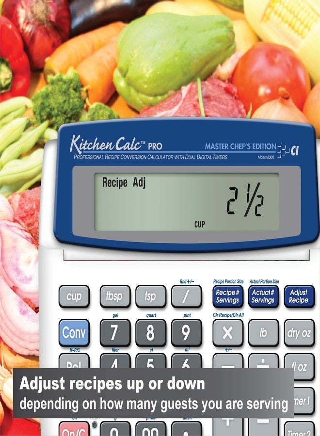 Calculated Industries 8305 KitchenCalc PRO Recipe Conversion and Culinary Math Calculator with 2 Digital Timers for Chefs, Culinary Students, Home Cooks, Bakers, Brewers and BBQers | Recipe Scaling | Menu Planning | Portion Sizing, Small - Image 2
