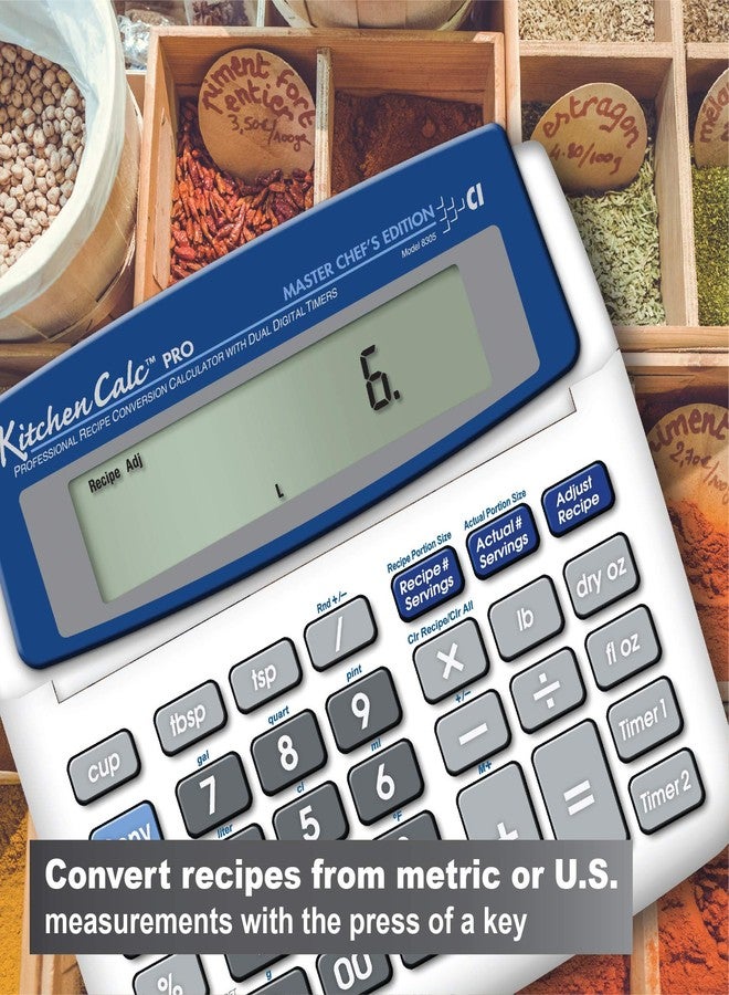 Calculated Industries 8305 KitchenCalc PRO Recipe Conversion and Culinary Math Calculator with 2 Digital Timers for Chefs, Culinary Students, Home Cooks, Bakers, Brewers and BBQers | Recipe Scaling | Menu Planning | Portion Sizing, Small - Image 5
