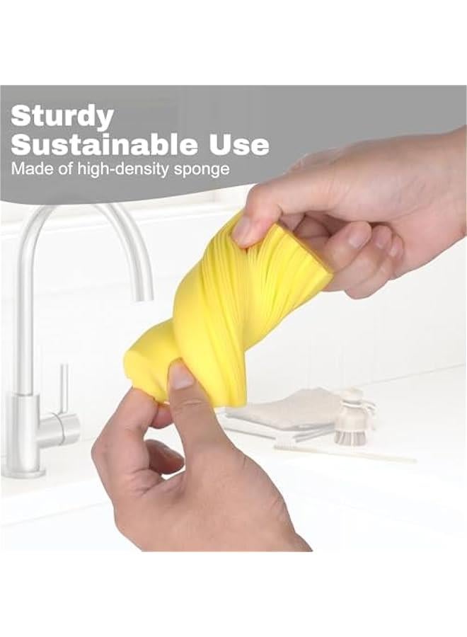 4pcs Damp Dusting Sponge Yellow, Household Clean Sponges Duster for Cleaning Baseboards Blinds, Vents, Window Trunk, Scrub Magic Sponge Eraser Reusable Wet Sponges Cleaning Supplies Tool - Image 2