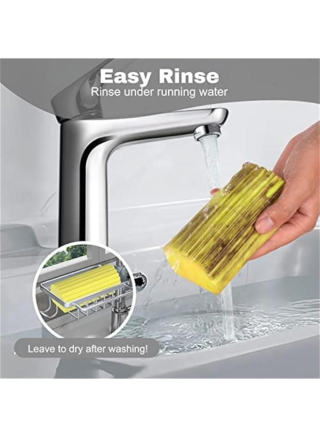 4pcs Damp Dusting Sponge Yellow, Household Clean Sponges Duster for Cleaning Baseboards Blinds, Vents, Window Trunk, Scrub Magic Sponge Eraser Reusable Wet Sponges Cleaning Supplies Tool - Image 4