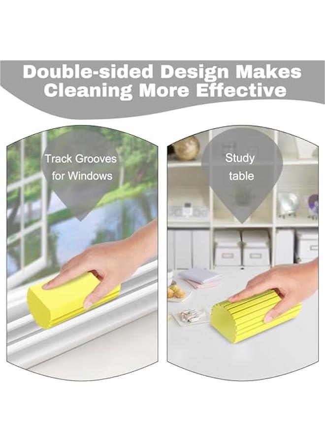4pcs Damp Dusting Sponge Yellow, Household Clean Sponges Duster for Cleaning Baseboards Blinds, Vents, Window Trunk, Scrub Magic Sponge Eraser Reusable Wet Sponges Cleaning Supplies Tool - Image 5