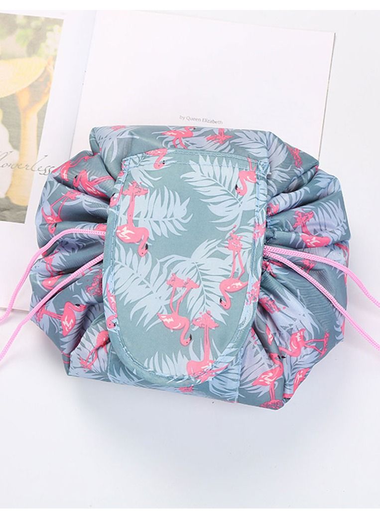 MARGOUN Makeup Bag Drawstring Travel Cosmetic Bag Round Magic Toiletry Beauty Kit Pouch Tropical Print - Image 1