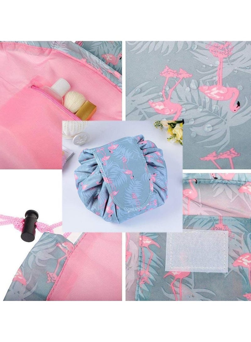 MARGOUN Makeup Bag Drawstring Travel Cosmetic Bag Round Magic Toiletry Beauty Kit Pouch Tropical Print - Image 5