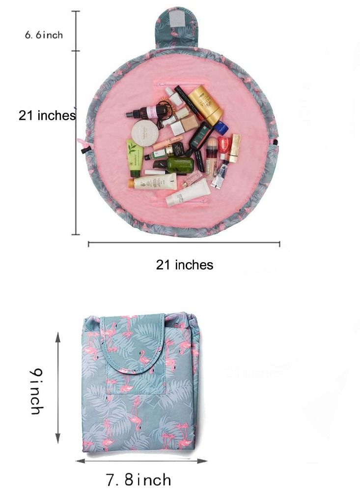 MARGOUN Makeup Bag Drawstring Travel Cosmetic Bag Round Magic Toiletry Beauty Kit Pouch Tropical Print - Image 4