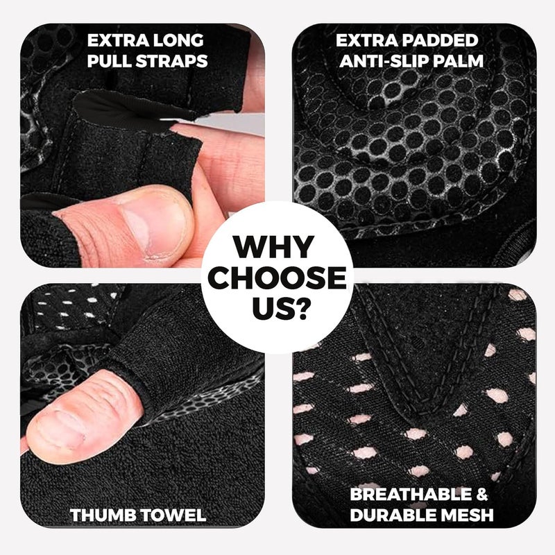 MhIL Workout Gloves for Men â€“ Comfortable Gym Gloves for Men with Enhanced Grip for Safety and Hand Protection â€“ Weight Lifting Protection with Wrist Wraps Support for Performance Boost and Style - Image 4