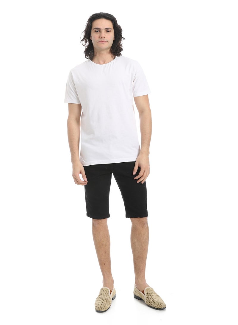 Andora Black Regular Fit Gabardine Shorts_Black - Image 5