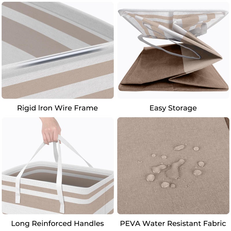 HomeHacks 2-Pack Large Laundry Basket, Waterproof, Freestanding Laundry Hamper, Collapsible Tall Clothes Hamper with Extended Handles for Clothes Toys in the Dorm and Family (Brown, 75L) - Image 2