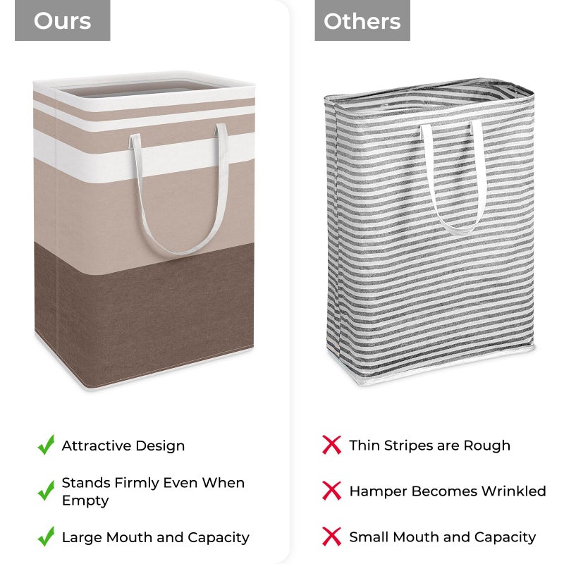HomeHacks 2-Pack Large Laundry Basket, Waterproof, Freestanding Laundry Hamper, Collapsible Tall Clothes Hamper with Extended Handles for Clothes Toys in the Dorm and Family (Brown, 75L) - Image 3