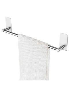 HAWAWA Self Adhesive Bathroom Towel Bar 40cm Stainless Steel Bath Wall Shelf Rack Hanging Towel Stick On Sticky Hanger, No Drilling Towel Rack Silver  - Image 1